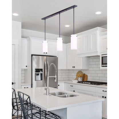 Canarm Lander 30in 3-Light Pendant | Matte Black and Opal Glass | Kitchen Island & Dining Room | 30 x 5 x 16-58 in | Model IPL1063A03BK