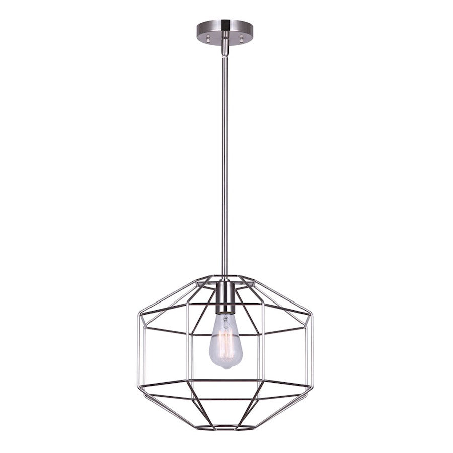 Canarm Alix 14in 1-Light Pendant | Brushed Nickel Open Frame | Kitchen Island & Dining Room | 14 x 14 x 20-62 in | Model IPL1064A01BN