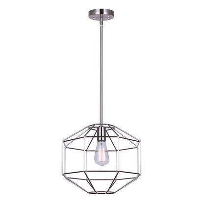 Canarm Alix 14in 1-Light Pendant | Brushed Nickel Open Frame | Kitchen Island & Dining Room | 14 x 14 x 20-62 in | Model IPL1064A01BN