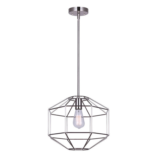 Canarm Alix 14in 1-Light Pendant | Brushed Nickel Open Frame | Kitchen Island & Dining Room | 14 x 14 x 20-62 in | Model IPL1064A01BN