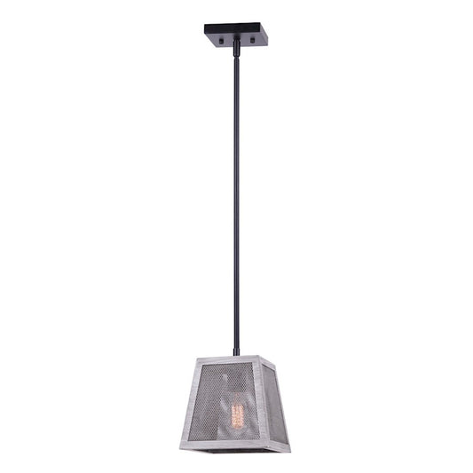 Canarm Alix 7in 1-Light Pendant | Modern Matte Black and Brushed Grey Metal | Kitchen Island & Dining Room | 7 x 7 x 10 in | Model IPL1065A01BBG