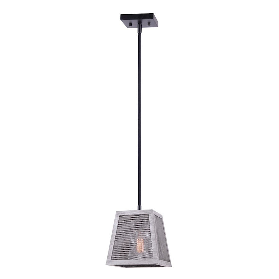 Canarm Alix 7in 1-Light Pendant | Modern Matte Black and Brushed Grey Metal | Kitchen Island & Dining Room | 7 x 7 x 10 in | Model IPL1065A01BBG