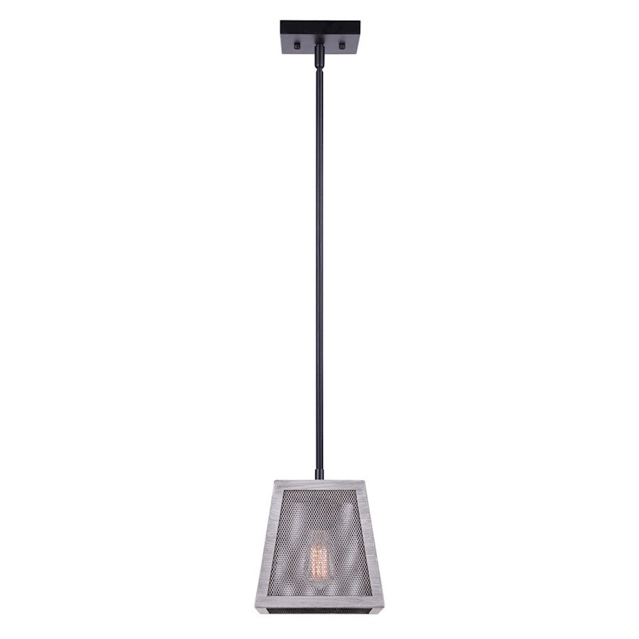 Canarm Alix 7in 1-Light Pendant | Modern Matte Black and Brushed Grey Metal | Kitchen Island & Dining Room | 7 x 7 x 10 in | Model IPL1065A01BBG