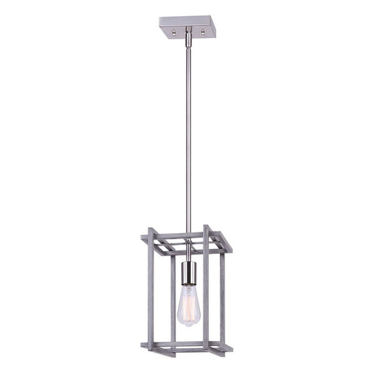 Canarm Carli 8in 1-Light Pendant | Industrial Brushed Nickel and Brushed Dark Grey Metal | Kitchen Island & Dining Room | Model IPL1066A01BNB
