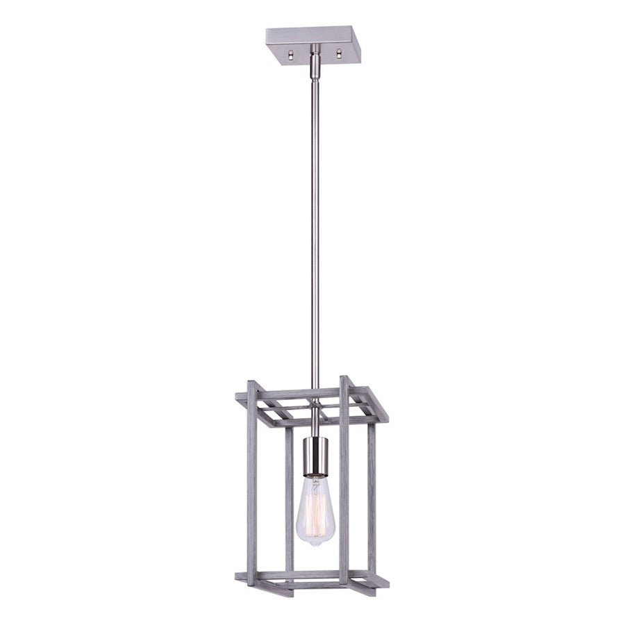 Canarm Carli 8in 1-Light Pendant | Industrial Brushed Nickel and Brushed Dark Grey Metal | Kitchen Island & Dining Room | Model IPL1066A01BNB