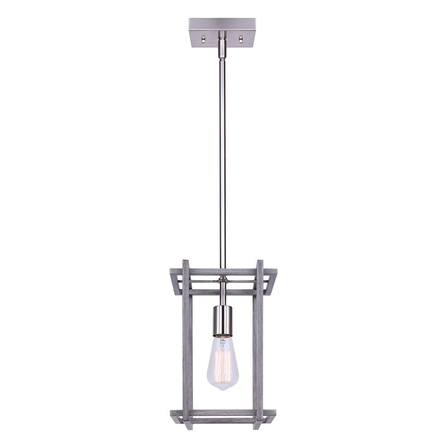 Canarm Carli 8in 1-Light Pendant | Industrial Brushed Nickel and Brushed Dark Grey Metal | Kitchen Island & Dining Room | Model IPL1066A01BNB