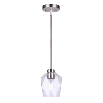 Canarm Lenci 6in 1-Light Pendant | Modern Brushed Nickel and Seeded Glass | Kitchen Island & Dining Room | 6 x 15 in | Model IPL1070A01BN