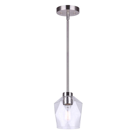 Canarm Lenci 6in 1-Light Pendant | Modern Brushed Nickel and Seeded Glass | Kitchen Island & Dining Room | 6 x 15 in | Model IPL1070A01BN