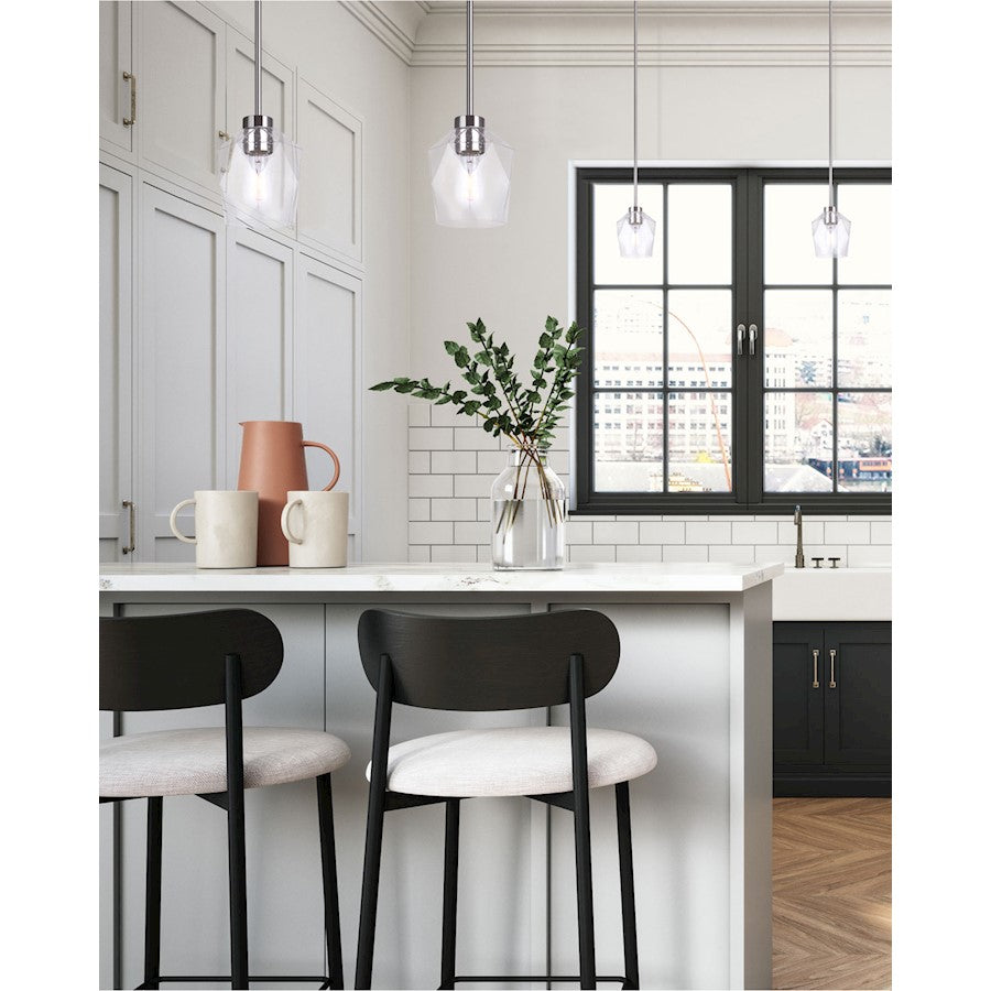 Canarm Lenci 6in 1-Light Pendant | Modern Brushed Nickel and Seeded Glass | Kitchen Island & Dining Room | 6 x 15 in | Model IPL1070A01BN
