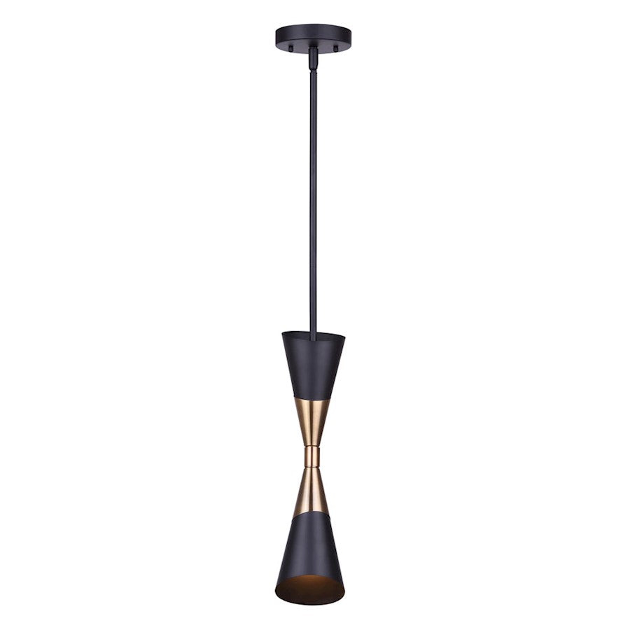 Canarm Emlen 5in 1-Light Pendant | Mid-Century Matte Black and Gold Metal | Kitchen Island & Dining Room | 5 x 26 in | Model IPL1073A01BKG