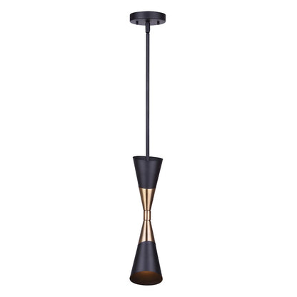 Canarm Emlen 5in 1-Light Pendant | Mid-Century Matte Black and Gold Metal | Kitchen Island & Dining Room | 5 x 26 in | Model IPL1073A01BKG