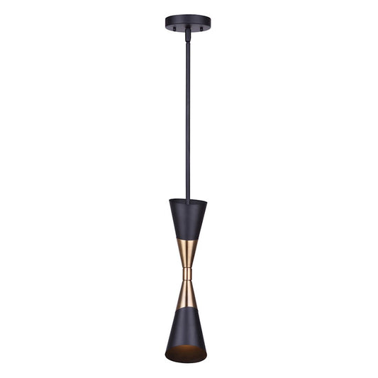 Canarm Emlen 5in 1-Light Pendant | Mid-Century Matte Black and Gold Metal | Kitchen Island & Dining Room | 5 x 26 in | Model IPL1073A01BKG