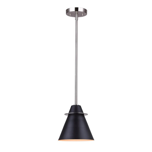 Canarm Talia 7in 1-Light Pendant | Modern Brushed Nickel and Matte Black Metal Shade | Kitchen Island & Dining Room | 7 x 57 in | Model IPL1076A01BKN