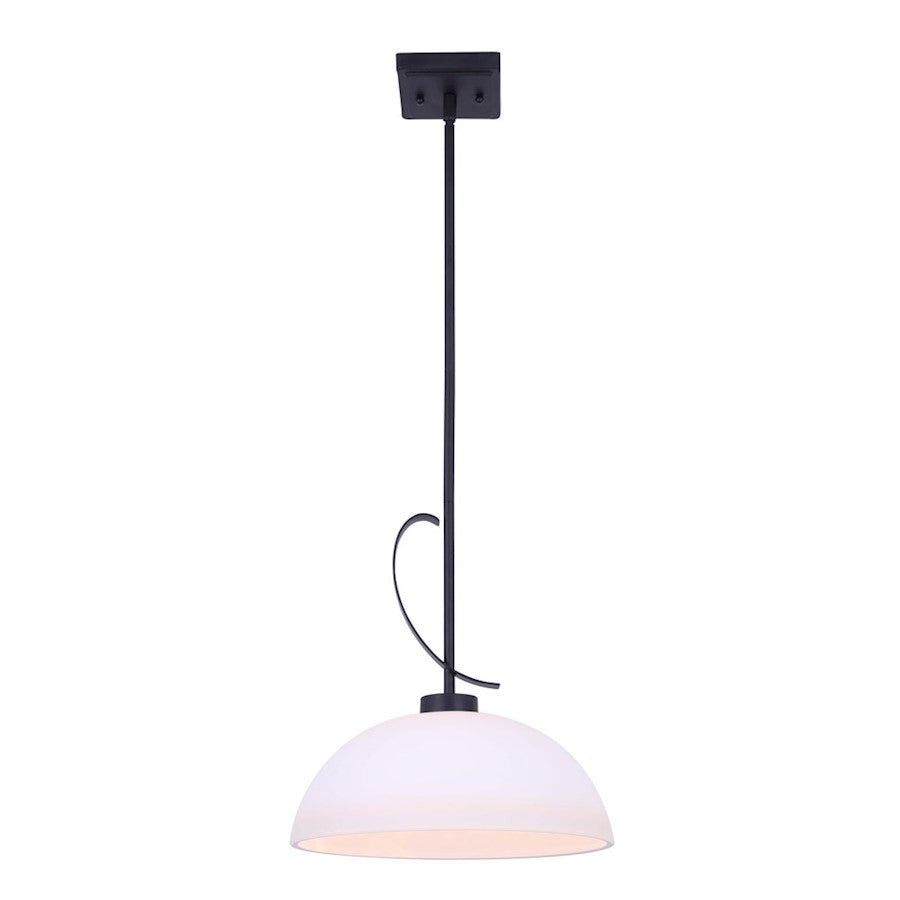 Canarm Mack 16in 1-Light Pendant | Matte Black Metal and Opal Glass | Entryway & Kitchen | 16.5-64.5 x 12.75 in | Model IPL1077A01BK