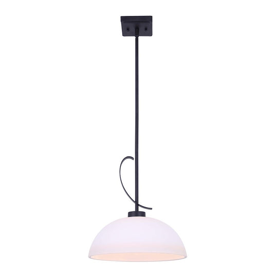 Canarm Mack 16in 1-Light Pendant | Matte Black Metal and Opal Glass | Entryway & Kitchen | 16.5-64.5 x 12.75 in | Model IPL1077A01BK