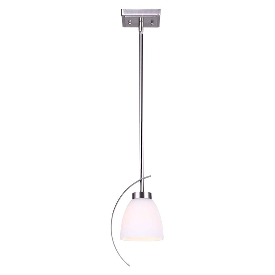 Canarm Mack 6in 1-Light Pendant | Transitional Brushed Nickel and Opal Glass | Entryway & Kitchen Island | 6.38 x 14-62 in | Model IPL1077A01BN6