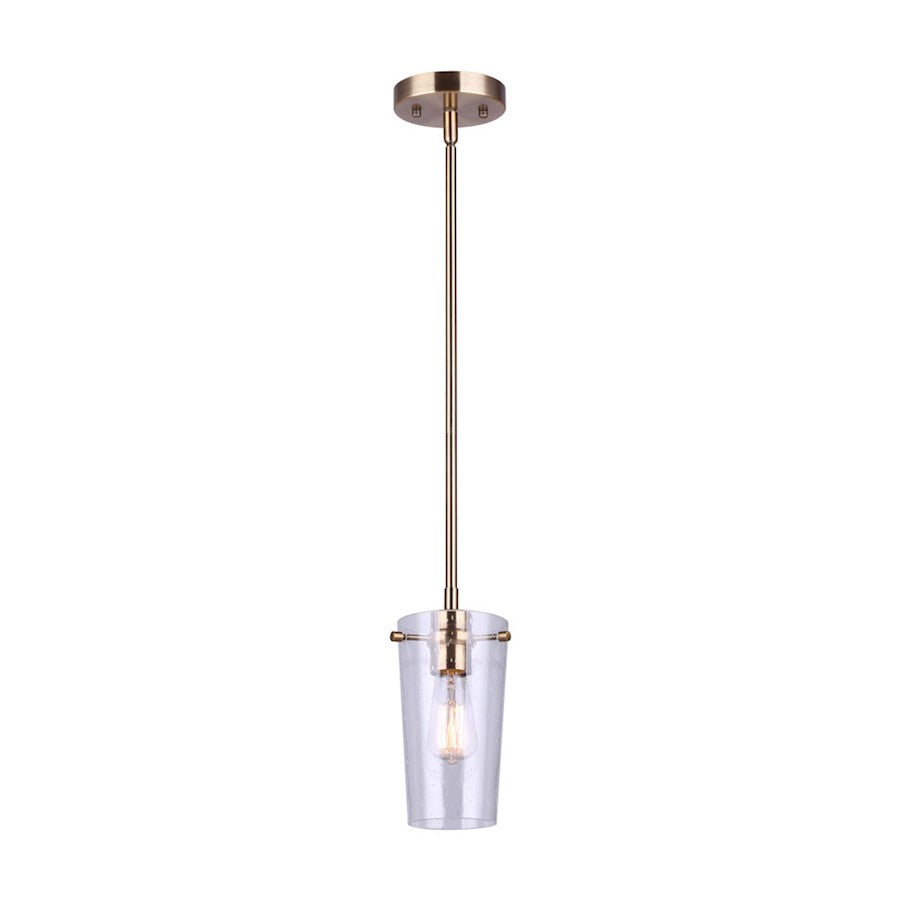 Canarm Vivien 1-Light Pendant | Gold and Seeded Glass | Kitchen Island & Dining Room | 5 x 11 in | Model IPL1080A01GD