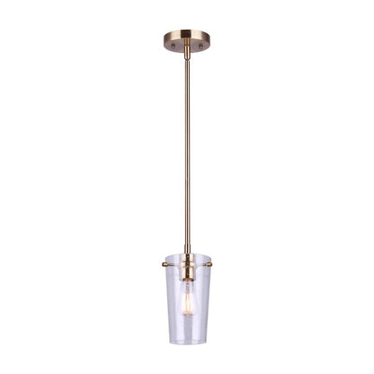 Canarm Vivien 1-Light Pendant | Gold and Seeded Glass | Kitchen Island & Dining Room | 5 x 11 in | Model IPL1080A01GD