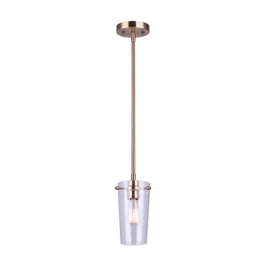 Canarm Vivien 1-Light Pendant | Gold and Seeded Glass | Kitchen Island & Dining Room | 5 x 11 in | Model IPL1080A01GD