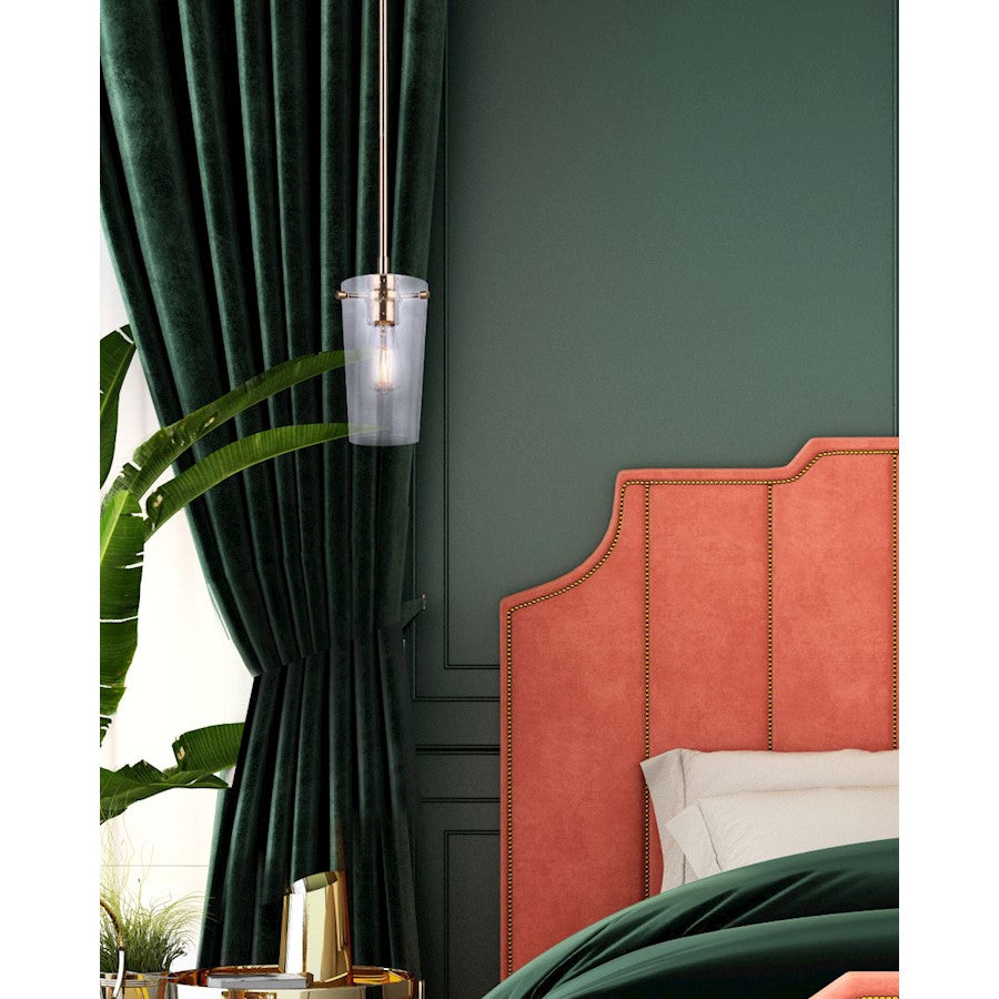 Canarm Vivien 1-Light Pendant | Gold and Seeded Glass | Kitchen Island & Dining Room | 5 x 11 in | Model IPL1080A01GD