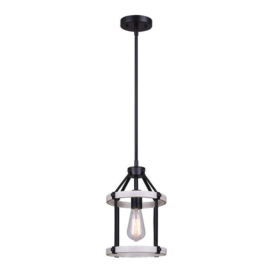 Canarm Joelle 1-Light Pendant | Matte Black and Brushed Grey Metal | Kitchen Island & Dining Room | 9 x 64 in | Model IPL1094A01BBG