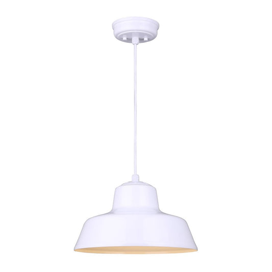 Canarm Levi 14in 1-Light Pendant | Modern Matte White Metal | Kitchen Island & Dining Room | 14 x 14 x 108 in | Model IPL1095A01WH