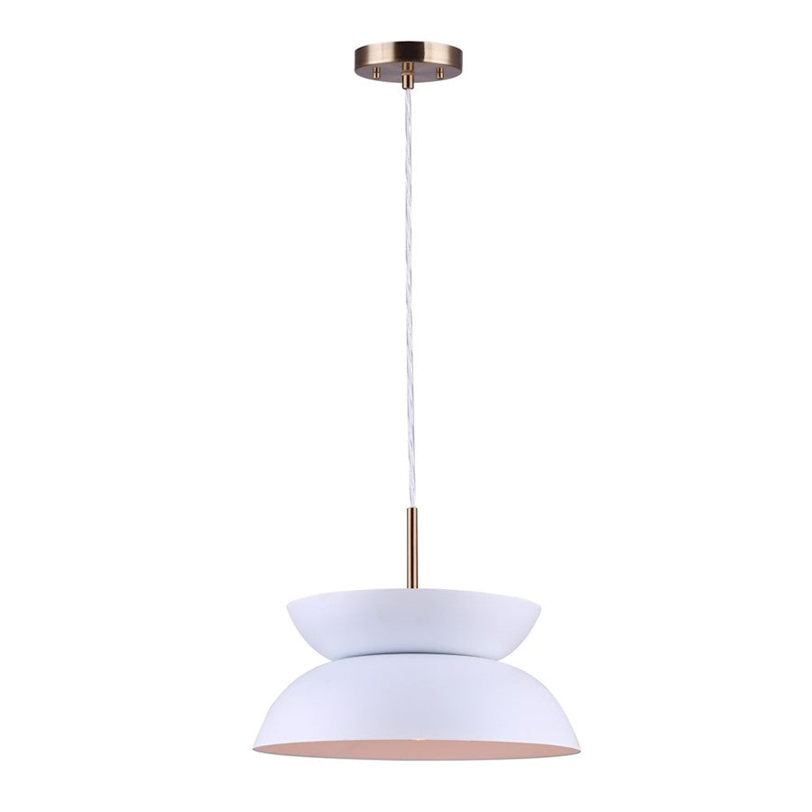 Canarm Mila 13in 1-Light Pendant | Modern Gold and Matte White Metal | Kitchen Island & Dining Room | 13 x 13 x 60 in | Model IPL1096A01GDW