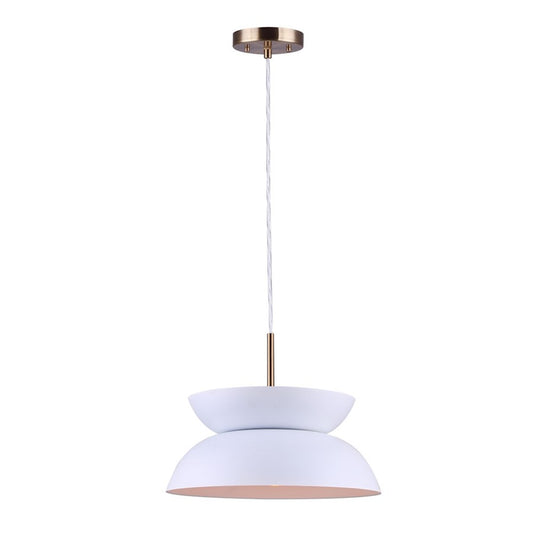 Canarm Mila 13in 1-Light Pendant | Modern Gold and Matte White Metal | Kitchen Island & Dining Room | 13 x 13 x 60 in | Model IPL1096A01GDW