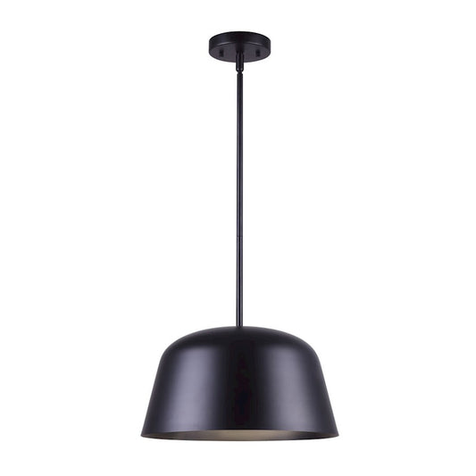 Canarm Kiliam 13in 1-Light Pendant | Matte Black Metal | Kitchen Island & Dining Room | 13 x 13 x 9-58 in | Model IPL1098A01BK
