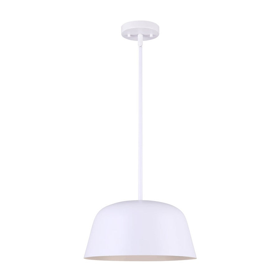 Canarm Kiliam 13in 1-Light Pendant | Matte White Metal | Kitchen Island & Dining Room | 13 x 13 x 9-58 in | Model IPL1098A01WH