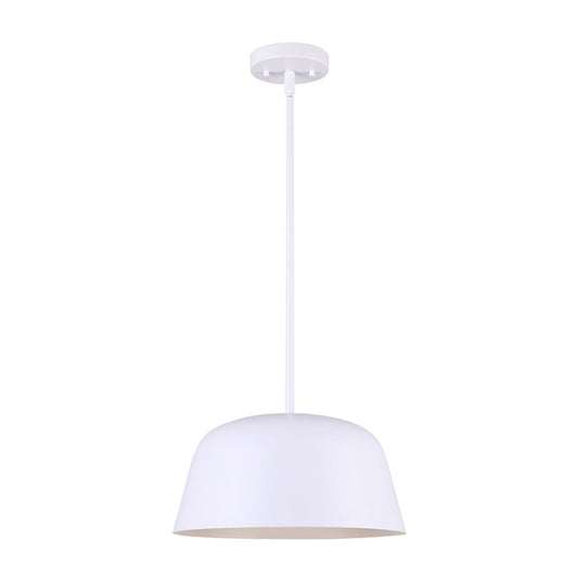 Canarm Kiliam 13in 1-Light Pendant | Matte White Metal | Kitchen Island & Dining Room | 13 x 13 x 9-58 in | Model IPL1098A01WH