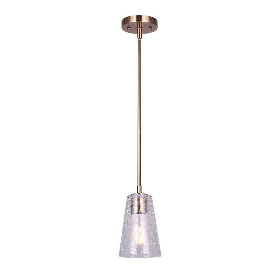 Canarm Everly 5in 1-Light Pendant | Gold Metal and Crackle Glass | Kitchen Island & Dining Room | 5 x 11-59 in | Model IPL1100A01GD