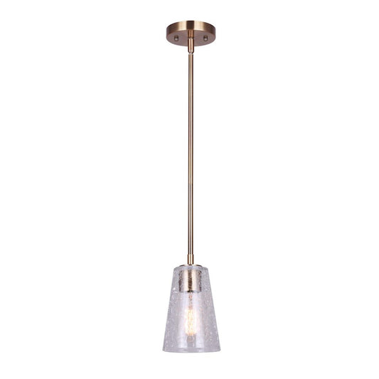 Canarm Everly 5in 1-Light Pendant | Gold Metal and Crackle Glass | Kitchen Island & Dining Room | 5 x 11-59 in | Model IPL1100A01GD