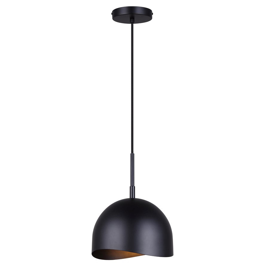 Canarm Henlee 9in 1-Light Pendant | Matte Black Metal | Kitchen Island & Dining Room | 9 x 9 x 13.75 in, Adjustable | Model IPL1122A01BK