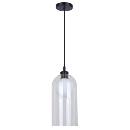 Canarm Pelia 7in 1-Light Pendant | Black Glass | Kitchen Island & Dining Room | 7 x 7 x 18.5 in, Adjustable | Model IPL1142A01BK