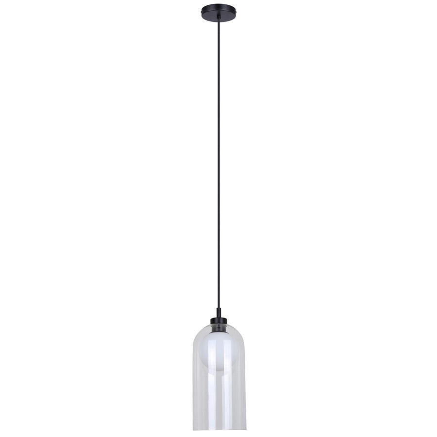 Canarm Pelia 7in 1-Light Pendant | Black Glass | Kitchen Island & Dining Room | 7 x 7 x 18.5 in, Adjustable | Model IPL1142A01BK