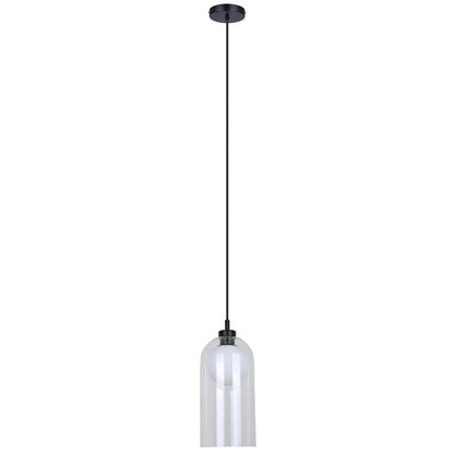 Canarm Pelia 7in 1-Light Pendant | Black Glass | Kitchen Island & Dining Room | 7 x 7 x 18.5 in, Adjustable | Model IPL1142A01BK