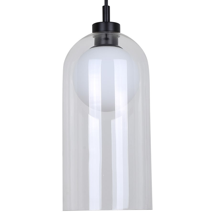 Canarm Pelia 7in 1-Light Pendant | Black Glass | Kitchen Island & Dining Room | 7 x 7 x 18.5 in, Adjustable | Model IPL1142A01BK