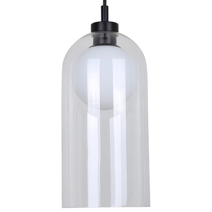 Canarm Pelia 7in 1-Light Pendant | Black Glass | Kitchen Island & Dining Room | 7 x 7 x 18.5 in, Adjustable | Model IPL1142A01BK