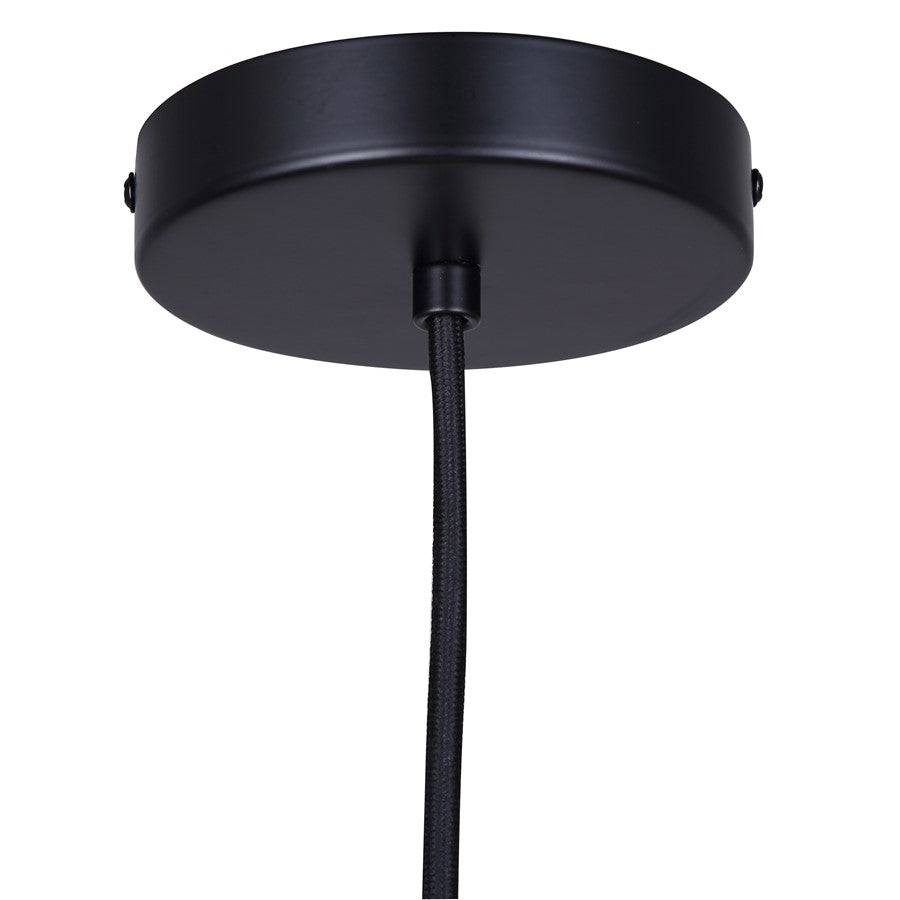 Canarm Pelia 7in 1-Light Pendant | Black Glass | Kitchen Island & Dining Room | 7 x 7 x 18.5 in, Adjustable | Model IPL1142A01BK