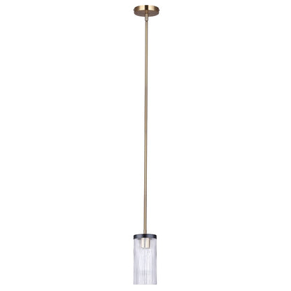 Canarm Jenner 4.75in 1-Light Pendant | Modern Matte Black and Gold Clear Ribbed Glass | Kitchen Island & Dining Room | Model IPL1143A01BKG
