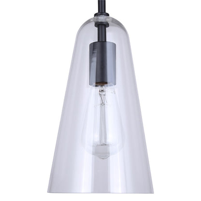 Canarm Luisa 5.88in 1-Light Pendant | Mid-Century Matte Black and Clear Glass | Kitchen & Bathroom Damp Rated | Model IPL1144A01BK