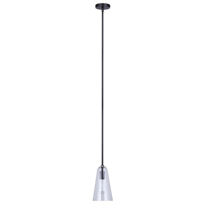 Canarm Luisa 5.88in 1-Light Pendant | Mid-Century Matte Black and Clear Glass | Kitchen & Bathroom Damp Rated | Model IPL1144A01BK