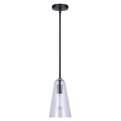 Canarm Luisa 5.88in 1-Light Pendant | Mid-Century Matte Black and Clear Glass | Kitchen & Bathroom Damp Rated | Model IPL1144A01BK