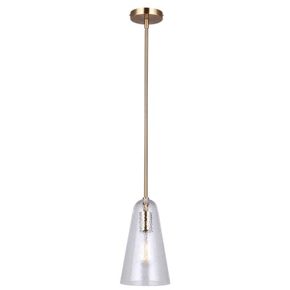Canarm Luisa 5.88in 1-Light Pendant | Mid-Century Gold and Textured Glass | Dining Room & Kitchen Island | 5.88 x 5.88 x 19 in | Model IPL1144A01GD