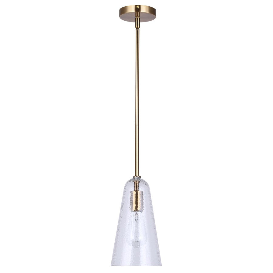 Canarm Luisa 5.88in 1-Light Pendant | Mid-Century Gold and Textured Glass | Dining Room & Kitchen Island | 5.88 x 5.88 x 19 in | Model IPL1144A01GD