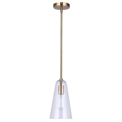 Canarm Luisa 5.88in 1-Light Pendant | Mid-Century Gold and Textured Glass | Dining Room & Kitchen Island | 5.88 x 5.88 x 19 in | Model IPL1144A01GD