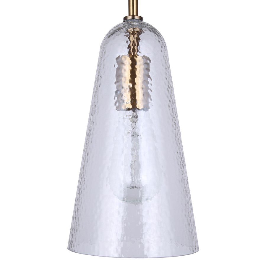 Canarm Luisa 5.88in 1-Light Pendant | Mid-Century Gold and Textured Glass | Dining Room & Kitchen Island | 5.88 x 5.88 x 19 in | Model IPL1144A01GD