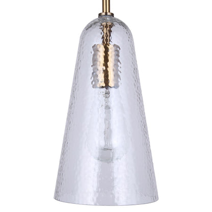 Canarm Luisa 5.88in 1-Light Pendant | Mid-Century Gold and Textured Glass | Dining Room & Kitchen Island | 5.88 x 5.88 x 19 in | Model IPL1144A01GD