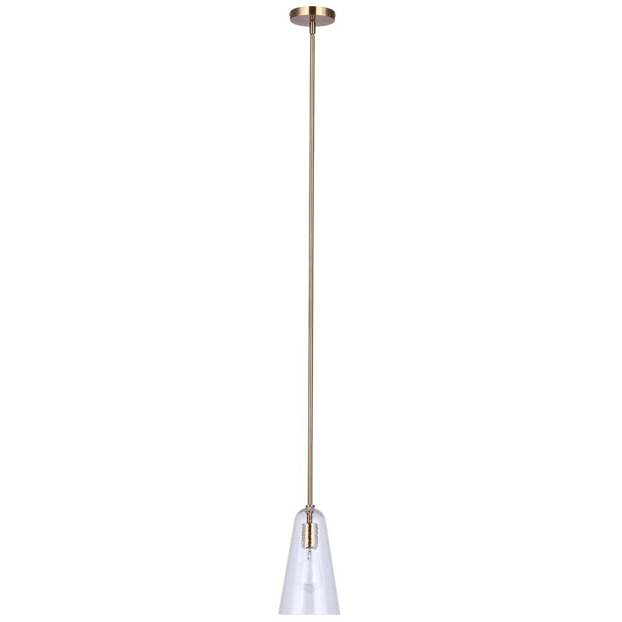 Canarm Luisa 5.88in 1-Light Pendant | Mid-Century Gold and Textured Glass | Dining Room & Kitchen Island | 5.88 x 5.88 x 19 in | Model IPL1144A01GD